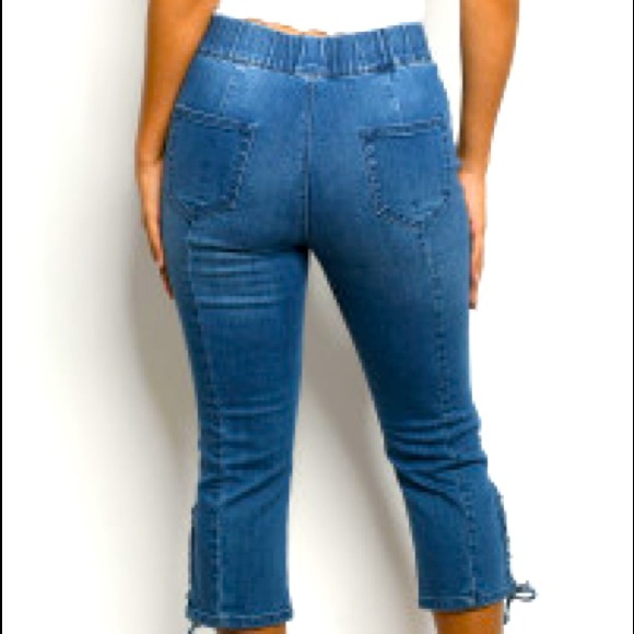 Elastic waist Pull-on jeans lace up detail NWT - Picture 3 of 3